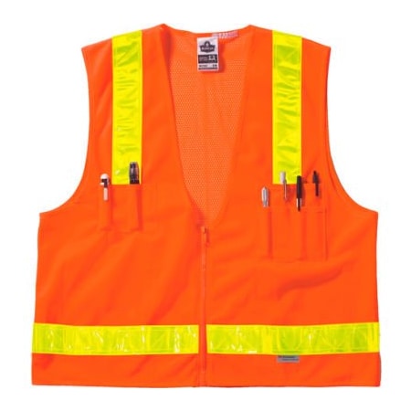 GloWear 8250ZHG Class 2 Hi-Gloss Surveyors Vest, Orange, 4XL/5XL
